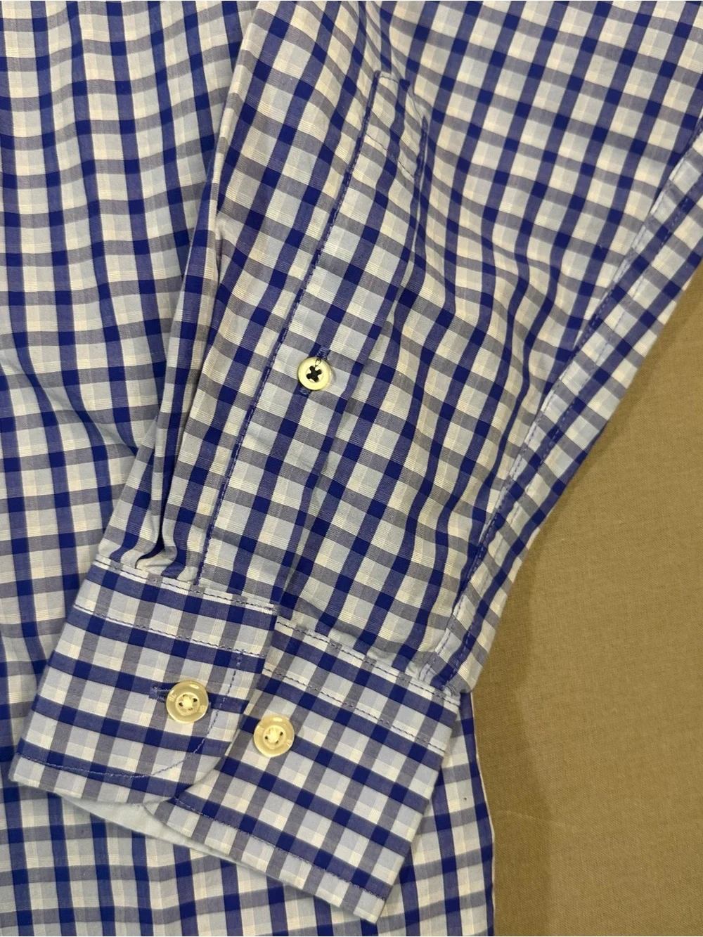 Banana Republic Men's Blue & White Checked‎ Dress Shirt
